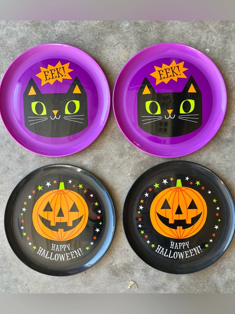 Fun Halloween Cat & Pumpkin Party Glitter Placemat Set w/ Plates & Cup